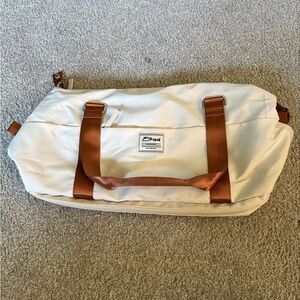 Women’s Cream Duffel Bag with Brown Straps